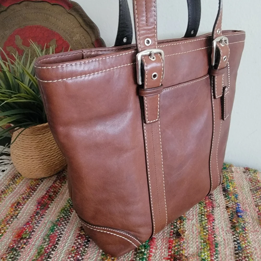 Coach Brown Leather Tote Bag Vintage Purse Boho